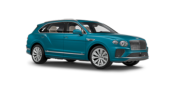 Bentley Tianjin Bentley Bentayga EWB Azure front side angled view in Topaz blue coloured exterior. 